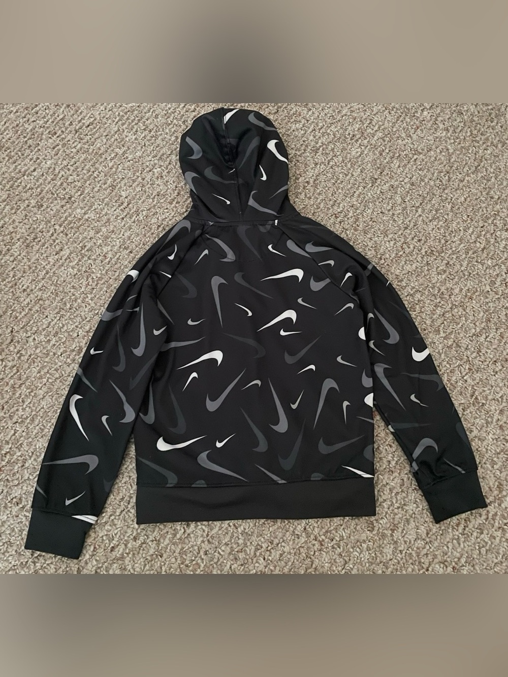 Nike Kids Black & Lime Green Swoosh Hoodie with Gray & Black Joggers - Picture 8 of 16